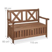 relaxdays Gartenbank 10038654_0 dunkelbraun Holz 115,0 cm