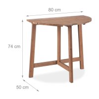 relaxdays Gartentisch braun halbrund 80,0 x 50,0 x 74,0 cm