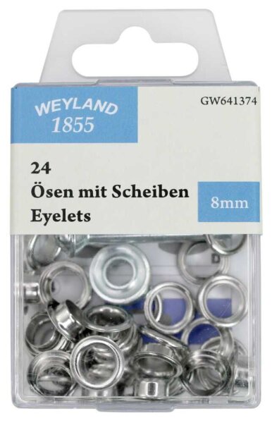 WEYLAND 1855 Ösen mit Scheiben 8,0 mm, 24 St.