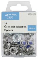 WEYLAND 1855 Ösen mit Scheiben 8,0 mm, 24 St.