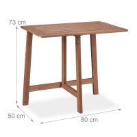 relaxdays Gartentisch braun rechteckig 80,0 x 50,0 x 73,0...