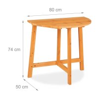 relaxdays Gartentisch natur halbrund 80,0 x 50,0 x 74,0 cm