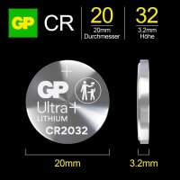 GP Knopfzellen CR2032 Lithium 3,0 V, 10 St.