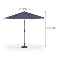relaxdays Sonnenschirm rund, anthrazit neigbar Ø 300,0 cm, 1 St.