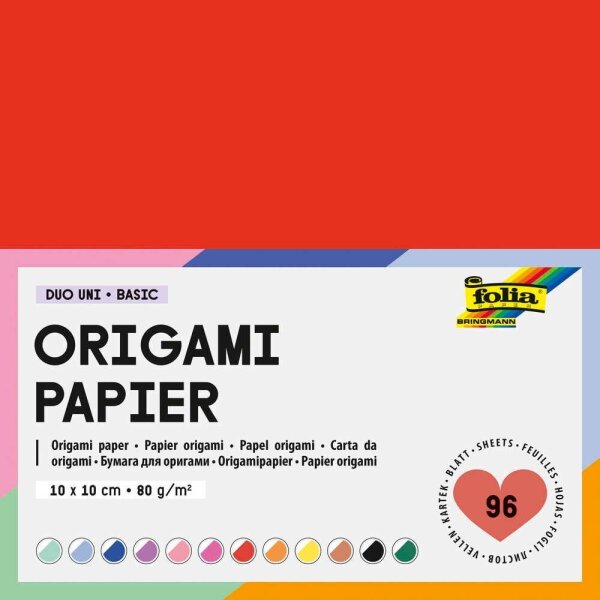 folia Faltblätter Origami Duo Uni Basic mehrfarbig 96 Blatt