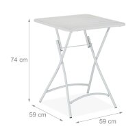 relaxdays Gartentisch weiß quadratisch 59,0 x 59,0...