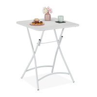 relaxdays Gartentisch weiß quadratisch 59,0 x 59,0 x 74,0 cm