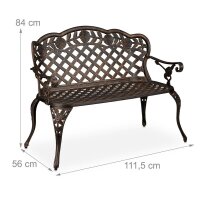 relaxdays Gartenbank 10036113_1254 braun/bronze Metall...