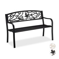 relaxdays Gartenbank 10030989_46 schwarz Metall 127,0 cm