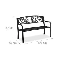relaxdays Gartenbank 10030989_46 schwarz Metall 127,0 cm