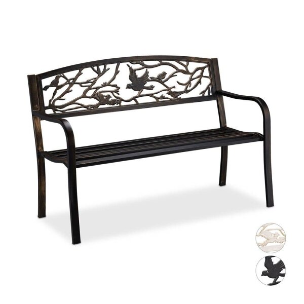 relaxdays Gartenbank 10030989_1254 braun Metall 127,0 cm