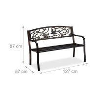 relaxdays Gartenbank 10030989_1254 braun Metall 127,0 cm