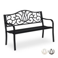 relaxdays Gartenbank 10030988_46 schwarz Metall 127,5 cm