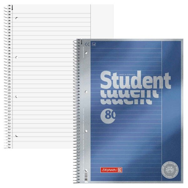 BRUNNEN Collegeblock Premium Student 25 liniert DIN A4 mit Rand, 5 St.