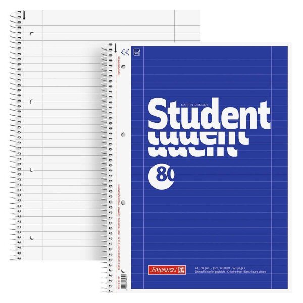BRUNNEN Collegeblock Student liniert DIN A4 mit Rand, 5 St.