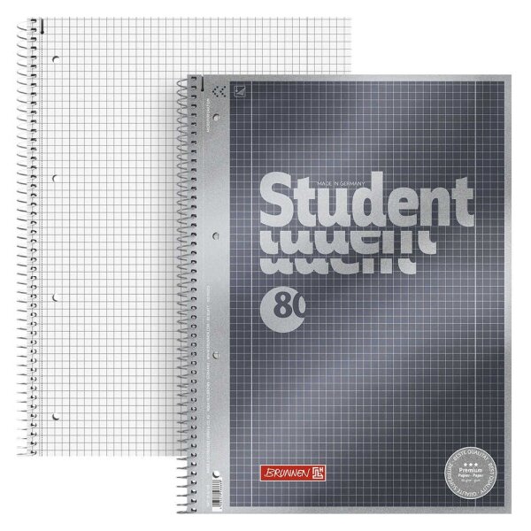 BRUNNEN Collegeblock Premium Student 28 kariert DIN A4 mit Randlinie (innen und außen), 5 St.