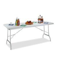 relaxdays Gartentisch BASTIAN weiß rechteckig 178,0 x 74,0 x 72,0 cm