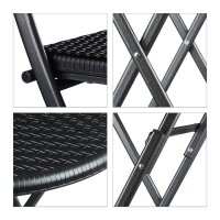 relaxdays Sitzgruppe, schwarz Kunststoff, Metall, 3-teilig