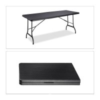 relaxdays Gartentisch BASTIAN schwarz rechteckig 178,0 x...