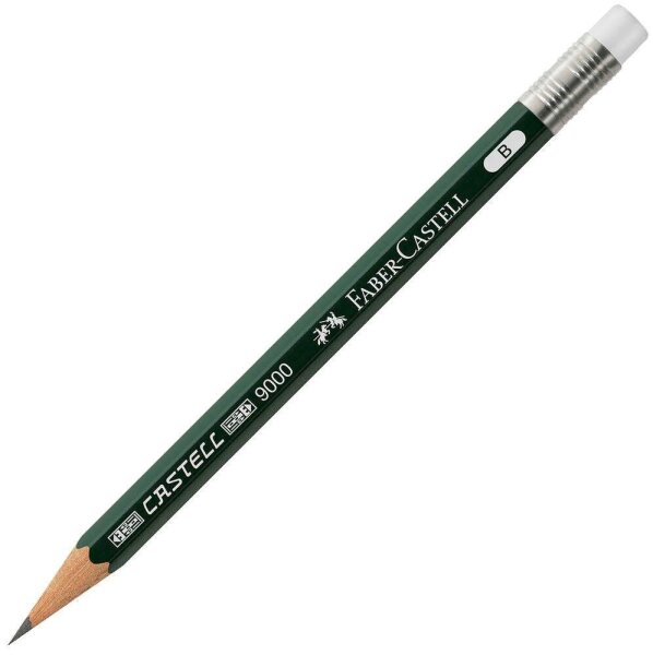 FABER-CASTELL Castell 9000 Bleistifte B dunkelgrün mit Radierer, 1 St.