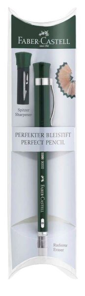 FABER-CASTELL Castell 9000 Bleistifte B dunkelgrün mit Radierer, 1 St.