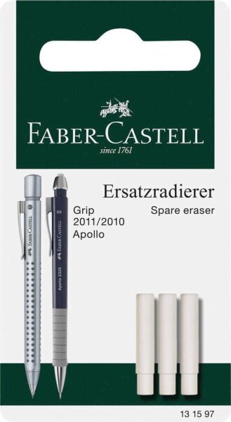 FABER-CASTELL Radiergummis für Bleistifte weiß, 3 St.