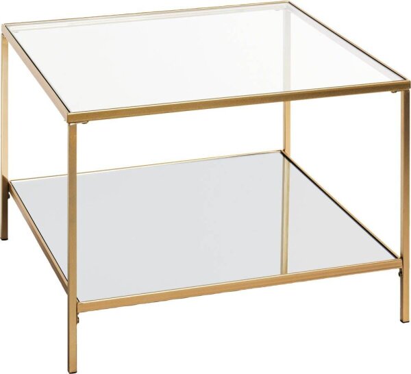 HAKU Möbel Beistelltisch rechteckig Spiegel, Sicherheitsglas gold 60,0 x 60,0 x 45,0 cm, 1 St.