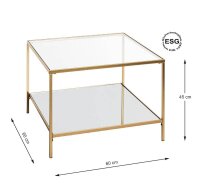 HAKU Möbel Beistelltisch rechteckig Spiegel, Sicherheitsglas gold 60,0 x 60,0 x 45,0 cm, 1 St.