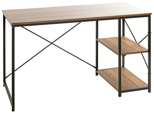HAKU Möbel Schreibtisch schwarz, eiche rechteckig, Wangen-Gestell schwarz 120,0 x 60,0 cm