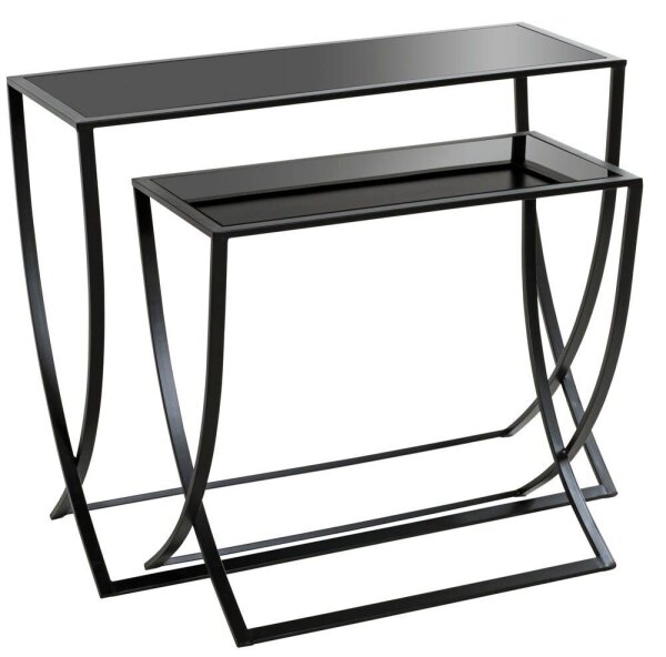 HAKU Möbel Beistelltische-Set rechteckig Sicherheitsglas schwarz, 1 Set