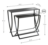 HAKU Möbel Beistelltische-Set rechteckig Sicherheitsglas schwarz, 1 Set