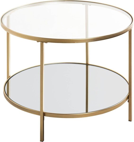 HAKU Möbel Beistelltisch rund Spiegel, Sicherheitsglas gold 60,0 x 60,0 x 45,0 cm, 1 St.