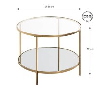 HAKU Möbel Beistelltisch rund Spiegel, Sicherheitsglas gold 60,0 x 60,0 x 45,0 cm, 1 St.