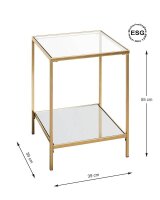 HAKU Möbel Beistelltisch rechteckig Spiegel, Sicherheitsglas gold 39,0 x 39,0 x 55,0 cm, 1 St.