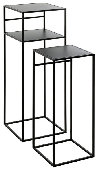 HAKU Möbel Beistelltische-Set rechteckig Metall schwarz, 1 Set