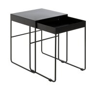 HAKU Möbel Beistelltische-Set rechteckig Metall schwarz, 1 Set
