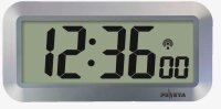 PEWETA digitale Funkwanduhr DCF77 silber Kunststoff 41,8...