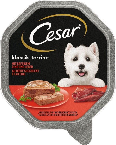Cesar® Hunde-Nassfutter mit saftigem Rind & Leber 14x 150,0 g