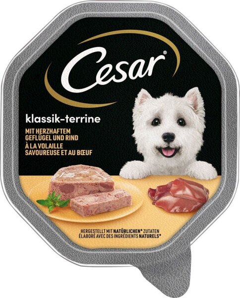 Cesar® Hunde-Nassfutter mit herzhaftem Geflügel & Rind 14x 150,0 g