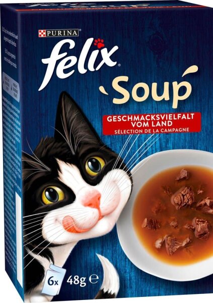 felix® Katzen-Nassfutter Soup Geschmacksvielfalt vom Land 6x 48,0 g  ( 3830677006 )