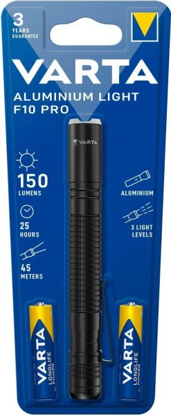 VARTA Aluminuim Light F10 Pro LED Taschenlampe schwarz 13,3 cm, 150 Lumen, 1 St.