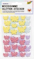 folia Moosgummi Glitter-Sticker BUTTERFLIES gelb, pink,...