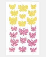 folia Moosgummi Glitter-Sticker BUTTERFLIES gelb, pink, mint, lila 40 St.  ( 23773 )