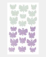 folia Moosgummi Glitter-Sticker BUTTERFLIES gelb, pink, mint, lila 40 St.  ( 23773 )