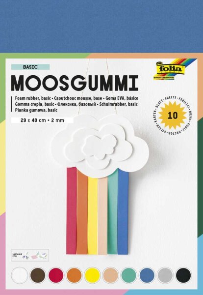 folia Moosgummi BASIC mehrfarbig 10 Blatt