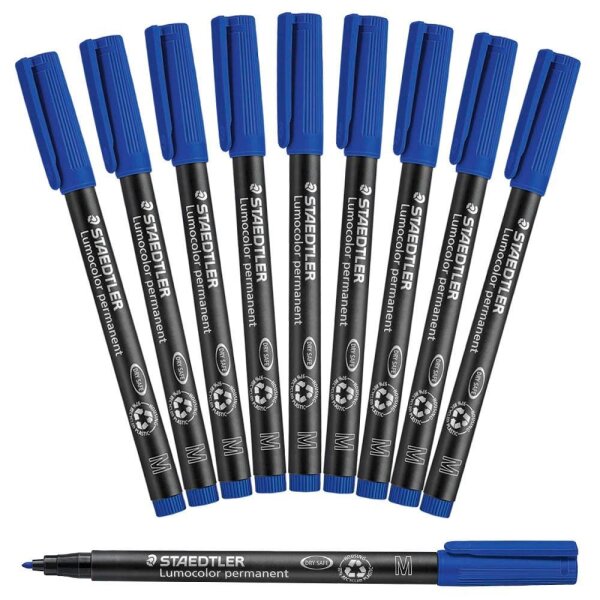 STAEDTLER Lumocolor Folienstifte blau 1,0 mm permanent, 10 St.