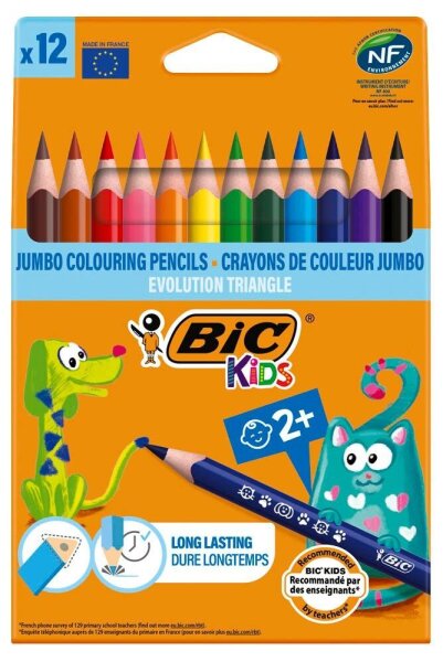 BIC Kids Evolution Triangle Buntstifte farbsortiert, 12 St.