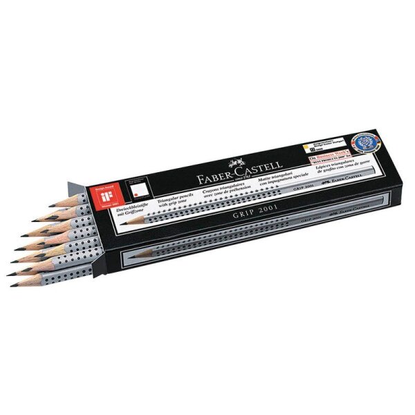 FABER-CASTELL GRIP 2001 Bleistifte H silber, 12 St.