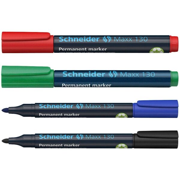 Schneider Maxx 130 Permanentmarker farbsortiert 1,0 - 3,0 mm, 4 St.