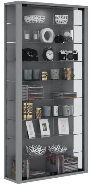 VCM my home Vitrosa Maxi Vitrine silber 8 Fachböden